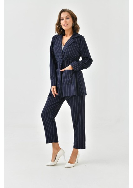 Arthur Kadın Çizgili Ceket Pantolon Alt Üst Takım modelleri