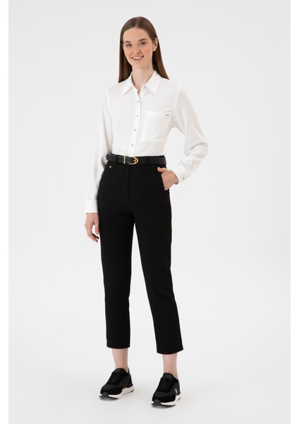 Kadın Siyah Pantolon (Kanvas-Chino) 50309273-VR046