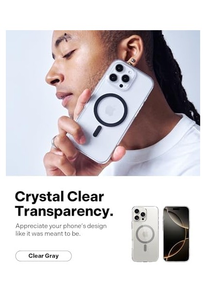 Caseology iPhone 16 Pro Ince Magsafe Kılıf Capella Mag Sararma Karşıtı Hava Kanalı Teknolojisi™ Askeri Sınıf Koruma Clear Gray Şeffaf Kapak - ACS08306 fiyatları