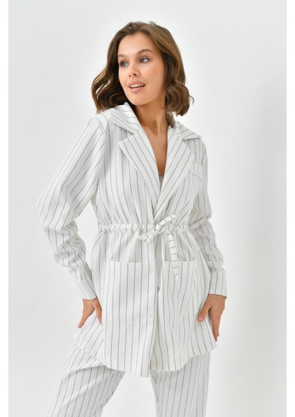 Arthur Kadın Çizgili Ceket Pantolon Alt Üst Takım modelleri