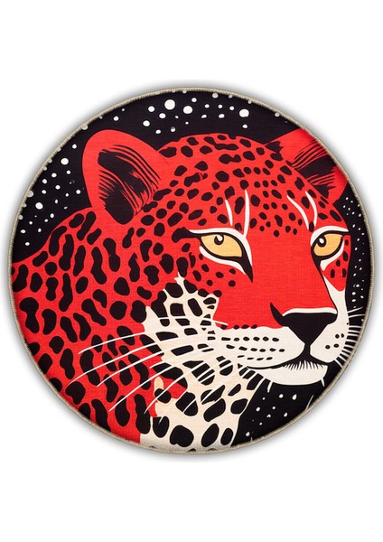 Drom Dokuma Taban Makinede Yıkanabilen Kilim Kaymaz Şönil Kaplan Temalı Modern Dekoratif Halı