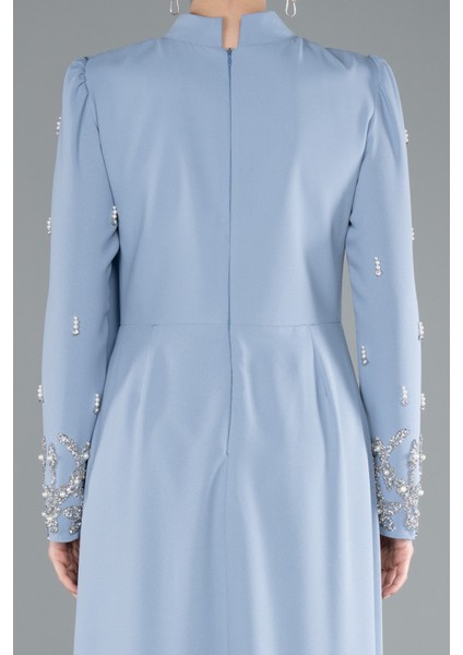 Taşlı Uzun Kol Dik Yaka Tesettür Abiye ABU4931 fırsatları