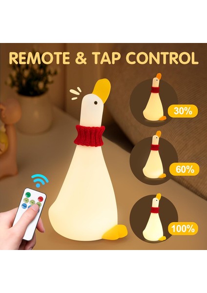 Çocuk Bebek Odası Boyunluklu Ördek Figür Gece Lambası LED Işık Sevimli Figürlü Dokunmatik Slikon fiyatları