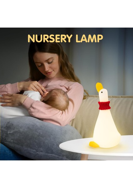 Çocuk Bebek Odası Boyunluklu Ördek Figür Gece Lambası LED Işık Sevimli Figürlü Dokunmatik Slikon modelleri