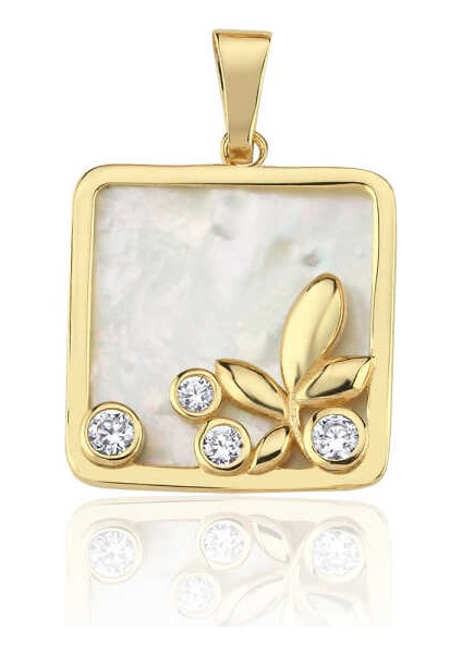 Taşlı Zeytin Dalı Plaka Kolye Ucu