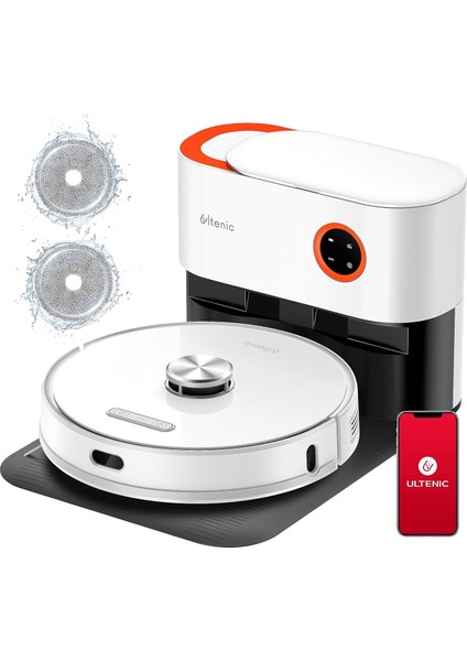 T10 Pro Robot Süpürge, Silme Fonksiyonlu, Istasyonu, 4000 Pa Temizlik Robotu, Uzun Çalışma Süresi 200 Dakika, Lidar Navigasyon, Halı Algılamalı Robot Süpürge, Kartografi, Wifi/app