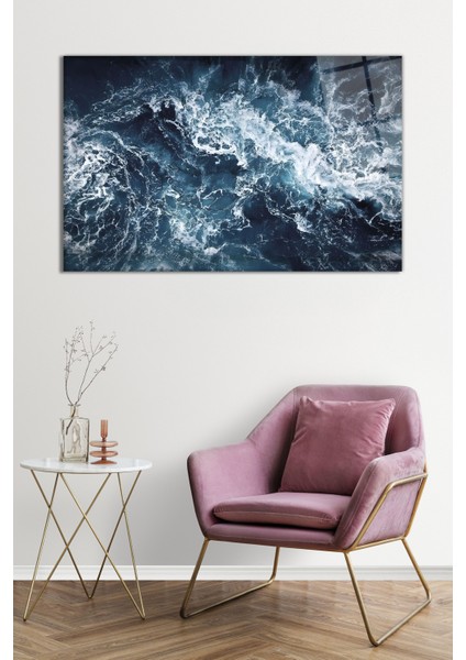 Mavi Deniz Dalgası Cam Tablo, Darbelere Dayanıklı Kırılmaz Cam, Hediyelik fiyatları