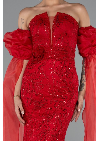 Straplez Uzun Dantel Özel Tasarım Abiye ABU5102 modelleri