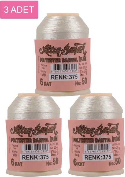 3 Adet Altınbaşak Oya ve Dantel Ipi 20 gr - - No: 375