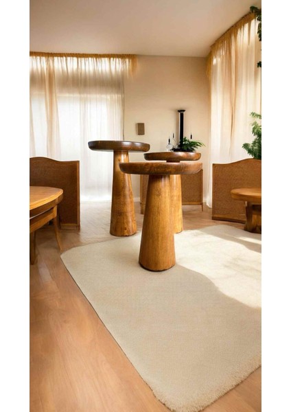 Tik Ağacı Renk Masif Ahşap Mantar Sehpa 3’lü Takım – Zigon ve Fiskos Sehpa fiyatları