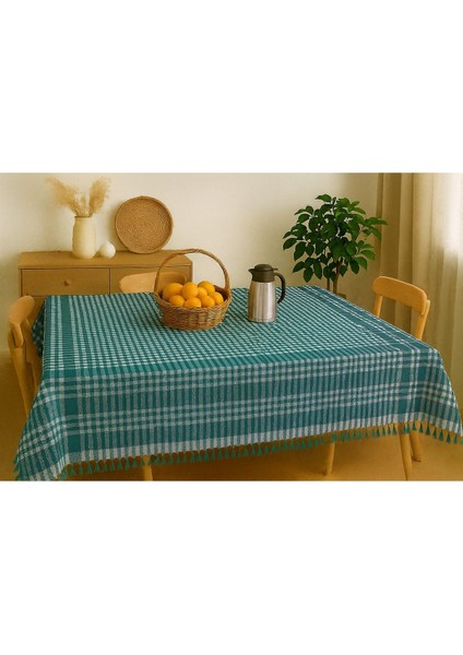 Saçaklı Piti Kareli Masa Örtüsü 150X150 cm – Sofra & Piknik Için Çok Amaçlı Örtü