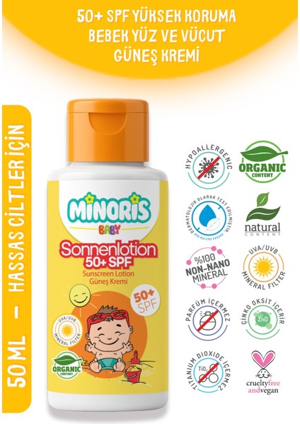 Baby Organik Bebek Güneş Kremi 50 Spf+ 50ML