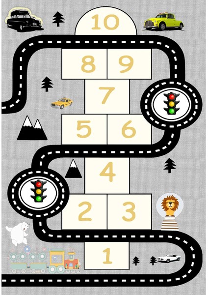 Dijital Kaymaz Yıkanabilir Araba Yollu Eğlenceli Eğitici Gri Çocuk Halısı Çocuk Oyun Halısı DC-9127 fiyatları