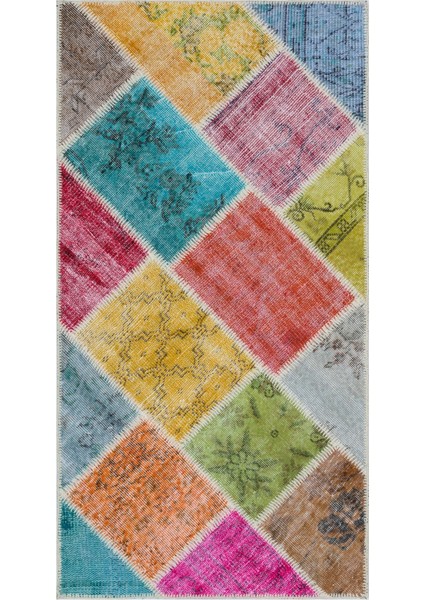 Girit Mor Çiçekli Yün Modern Desenli Yün Hav Toz Vermez Leke Tutmayan Salon Yolluk Mutfak El Dokuma Halı