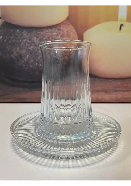 Müge 6'lı Cam Çay Tabağı Çay Tabak Altlığı -TG-2023