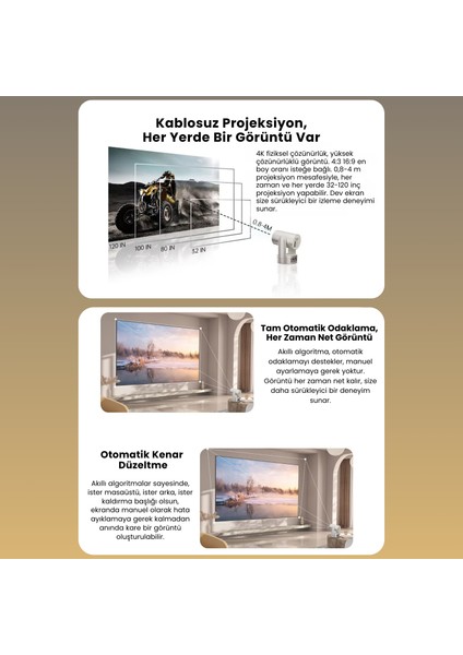 Apollon Hy7 Bataryalı Projeksiyon Cihazı Taşınabilir 4K Destekli 1080P Android Sistemli Projektör fiyatları