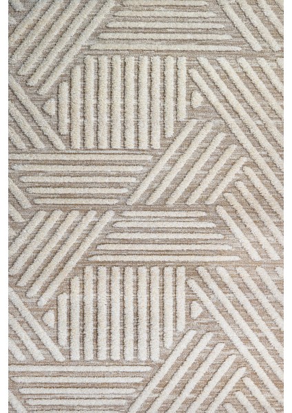 Bej Modern Etnik Desenli Pamuk Makinada Yıkanabilir Hav Toz Vermez Leke Tutmayan Kaymaz Taban Dijital Makine Baskı Salon Yolluk Mutfak Halı