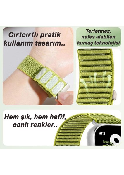 Galaxy Watch 8 40MM / Watch 8 44MM / Watch 8 Classic 46MM Uyumlu Bakla Desen Hasır Kumaş Kordon Kayış modelleri