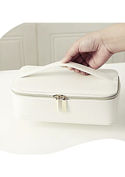 Gmn-6 Takı Altın Kutusu - Mücevher Kutusu Taşınabilir Fermuarlı Kapalı Takı Kutusu + 12 Adet Kese Hediye