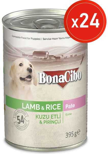 Ezme Kuzu Etli Yaş Yavru Köpek Maması, 395 gr x 24 Adet, Tüm Irklar Için, Doğal, Şeker Içermez