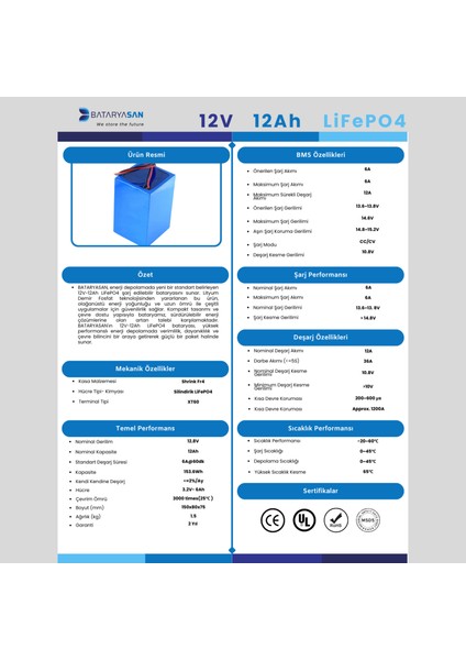 12 V 12 Ah Lifepo4 (Lityum) Batarya Paketi modelleri