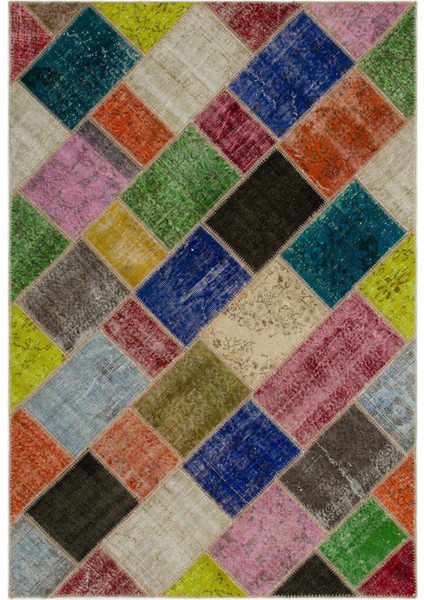 Girit Kahverengi Geometrik Yün Modern Desenli Yün Hav Toz Vermez Leke Tutmayan Salon Yolluk Mutfak El Dokuma Halı