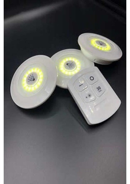 Uzaktan Kumandalı Yapışkanlı Kablosuz Pilli LED 3'lü Spot Lamba fırsatları