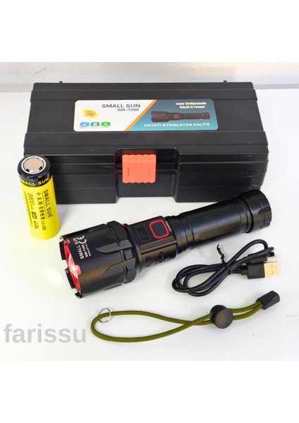 SMALL SUN SM-T288 80W 1000 Lümen 26800 Model 8800 mah pil 1 ile 1,5 Km Menzilli Şarjlı El Feneri