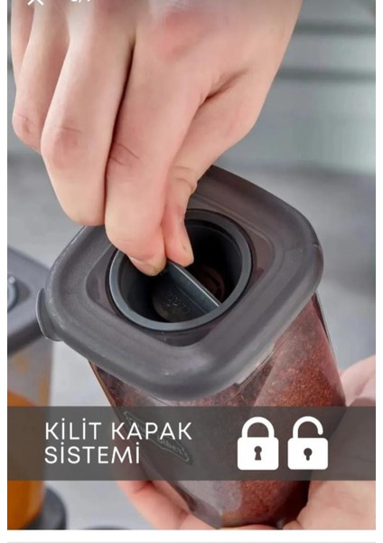 Etiketli 6 Lı Kendinden Kaşıklı Baharatlık Seti Baharatlık Kutusu, Kendinden Kaşıklı, 400 ml Hacimli fırsatları