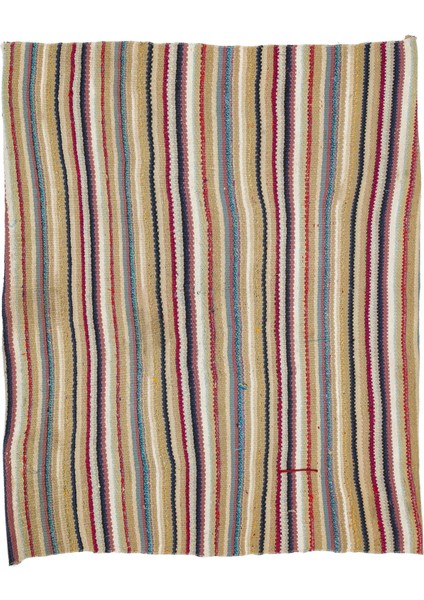 Teselya Bej Çizgili Yün Modern Desenli Yün Hav Toz Vermez Leke Tutmayan Salon Yolluk Mutfak El Dokuma Halı