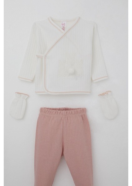 Kız Bebek Hastane Çıkışı 5 Li Ponponlu Tavşancık Nakışlı 0-3 Ay, Ekru modelleri