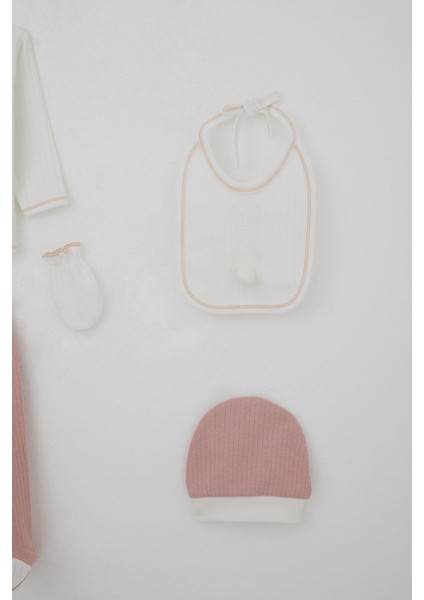 Kız Bebek Hastane Çıkışı 5 Li Ponponlu Tavşancık Nakışlı 0-3 Ay, Ekru indirimleri