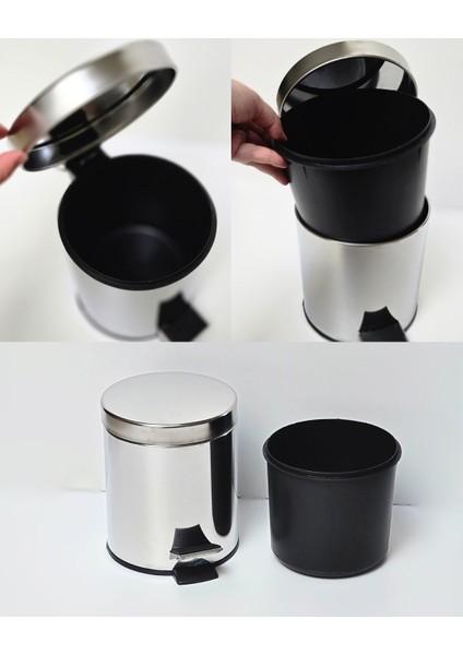 Asma Aparatlı Pedallı Krom Metal 3 Litrelik Çöp Kovası | Şık, Hijyenik ve Kullanışlı Tasarım | Otel Konsept