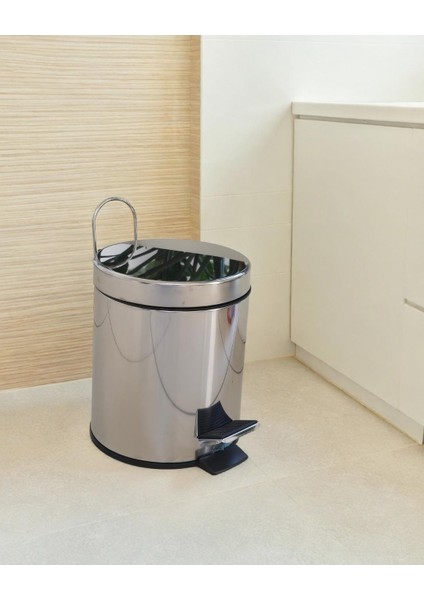 Asma Aparatlı Pedallı Krom Metal 3 Litrelik Çöp Kovası | Şık, Hijyenik ve Kullanışlı Tasarım | Otel Konsept