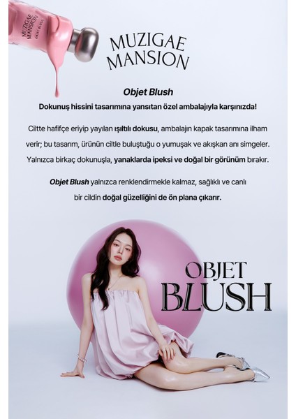 Hafif Yapılı, Ciltle Bütünleşen Parlak Bitişli Likit Allık Muzıgae Mansıon Objet Blush (001 Lilium) indirimleri
