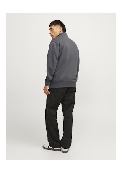 Jack Jones Erkek Iron Gate Fermuarlı Yüksek Yaka Gri Sweatshirt 12241777G modelleri