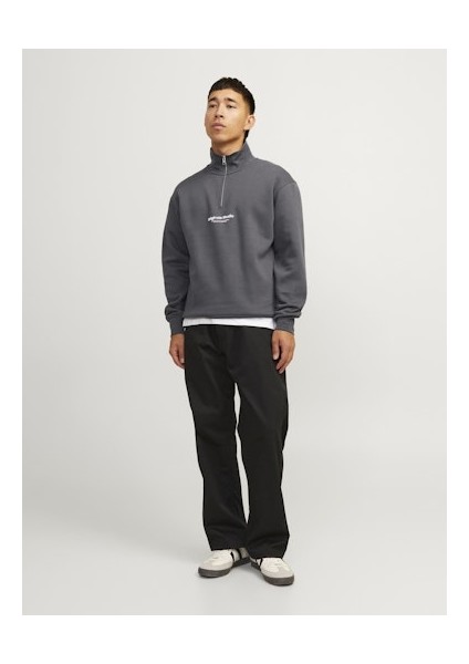 Jack Jones Erkek Iron Gate Fermuarlı Yüksek Yaka Gri Sweatshirt 12241777G fırsatları