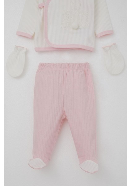 Kız Bebek Hastane Çıkışı 5 Li Ponponlu Tavşancık Nakışlı 0-3 Ay, Beyaz fırsatları