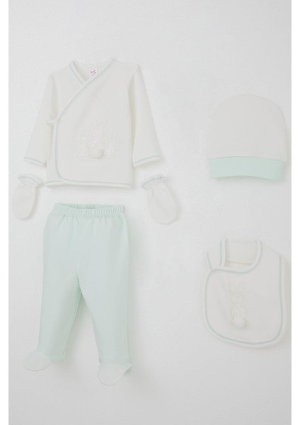 Kız Bebek Hastane Çıkışı 5 Li Ponponlu Tavşancık Nakışlı 0-3 Ay, Ekru fiyatları