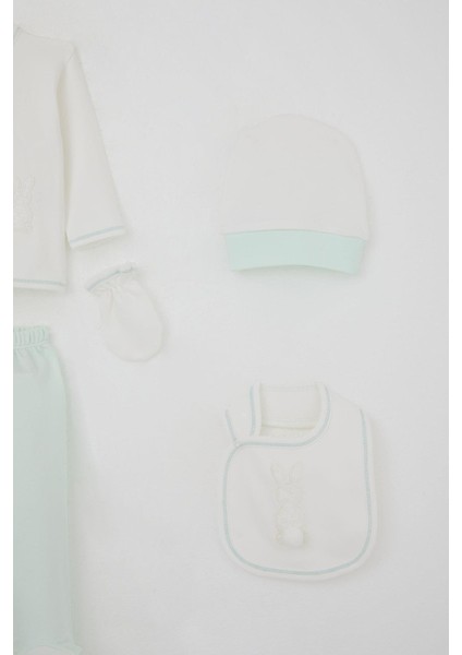 Kız Bebek Hastane Çıkışı 5 Li Ponponlu Tavşancık Nakışlı 0-3 Ay, Ekru indirimleri