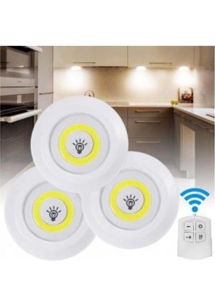WT-364 Uzaktan Kumandalı Yapışkanlı LED Spot Lamba 3 Adet Lamba fiyatları