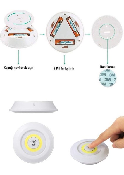 3'lü Uzaktan Kumandalı Yapışkanlı Kablosuz LED Spot Lambalar fiyatları