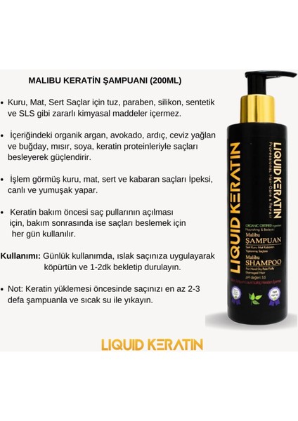 Kuru Mat Sert Kabaran Saçlara Malibu Keratin Şampuanı 200ML fiyatları