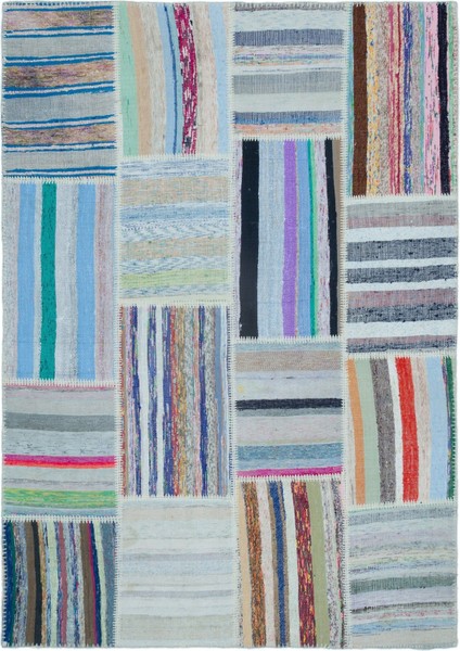 Iskece Bej Patchwork Yün Modern Desenli Yün Hav Toz Vermez Leke Tutmayan Salon Yolluk Mutfak El Dokuma Halı