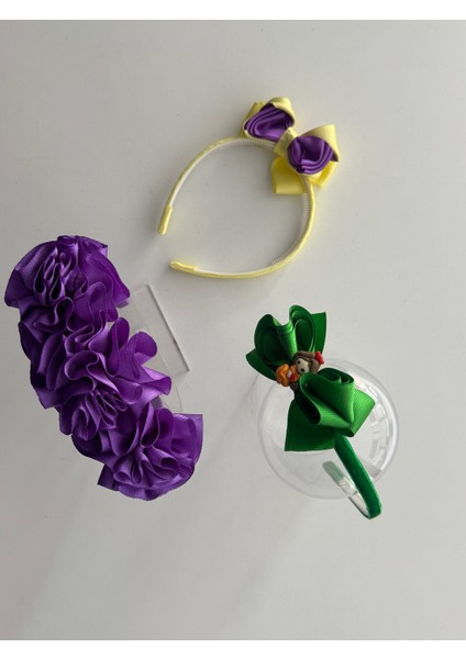 Zarif ve Modern 3'lü Taç Seti: Farklı Desen ve Renklerde Şık Fiyonklar