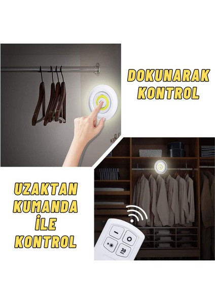 Kumandalı LED Spot Lamba Pilli Kablosuz Yapışkan Montaj 3 Lü Set LED Işık fırsatları
