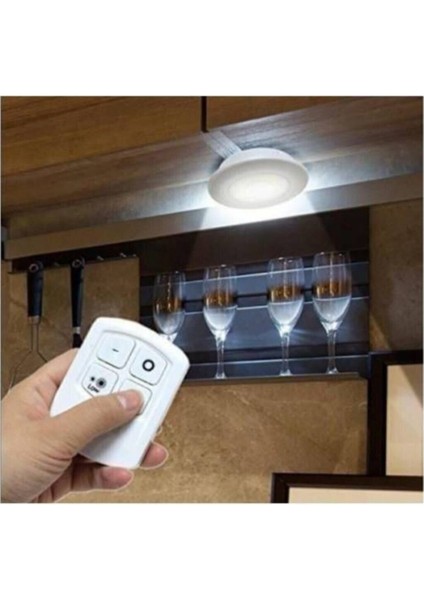 Uzaktan Kumandalı Pilli LED Spot Lamba Ampul 3'lü Set Yapışkanlı