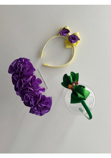 Zarif ve Modern 3'lü Taç Seti: Farklı Desen ve Renklerde Şık Fiyonklar indirimleri