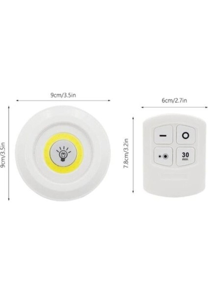 Uzaktan Kumandalı Spot LED Lamba Yapışkanlı Kablosuz Işıldak Pilli Mutfak Rafı Dolap Işığı indirimleri