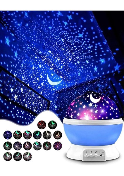 Dönen Renkli Star Master Yıldızlı Gökyüzü Projeksiyon Gece Lambası Masa Lambası